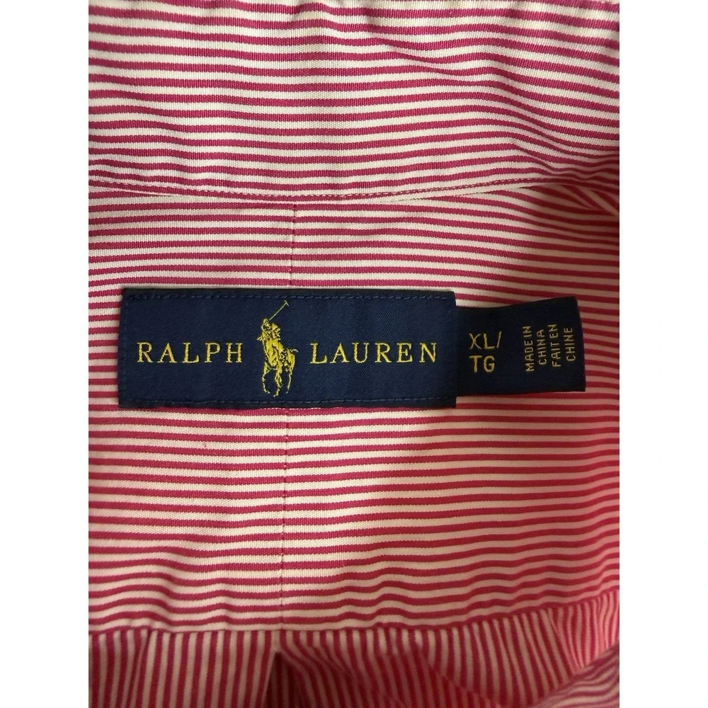 Polo Ralph Lauren Striped Button Down Shirt Red White Size XL Long Sleeve Preppy